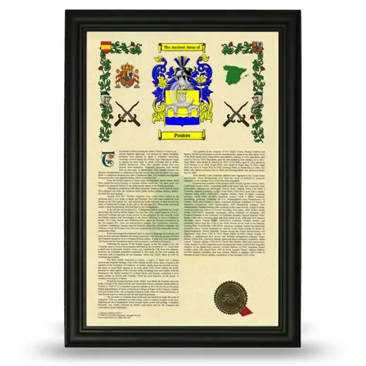 Pontos Armorial History Framed - Black