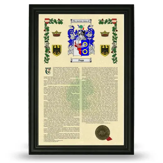 Popp Armorial History Framed - Black