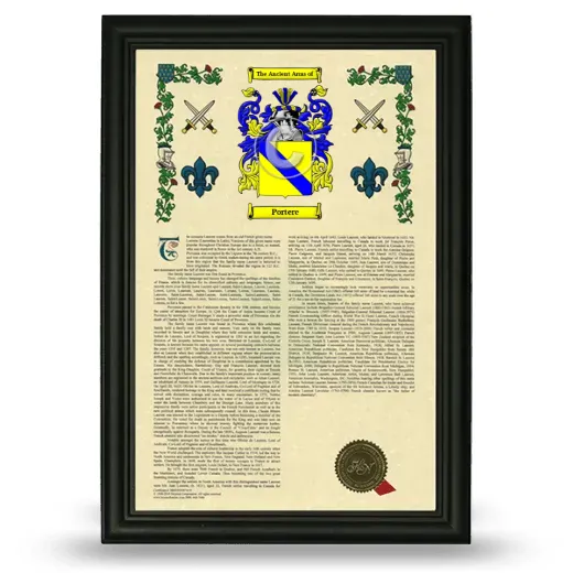 Portere Armorial History Framed - Black