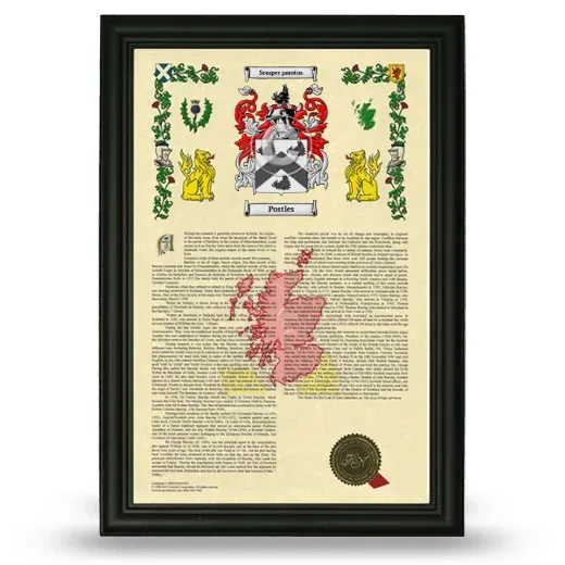 Postles Armorial History Framed - Black