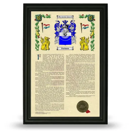 Postman Armorial History Framed - Black