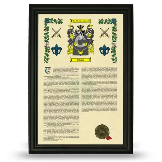 Poupa Armorial History Framed - Black