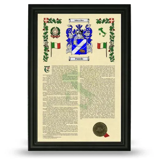 Pozzolo Armorial History Framed - Black