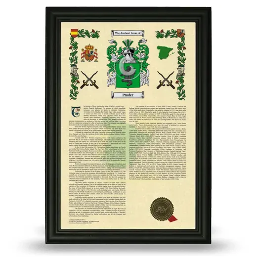 Prader Armorial History Framed - Black
