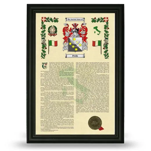 Preda Armorial History Framed - Black