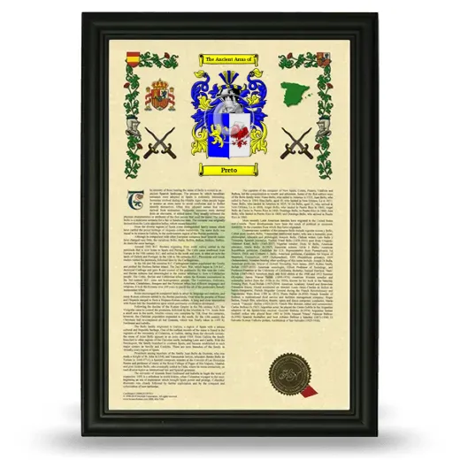 Preto Armorial History Framed - Black