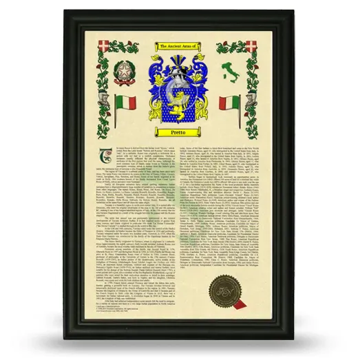Pretto Armorial History Framed - Black