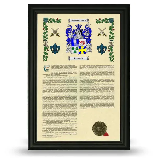Primault Armorial History Framed - Black