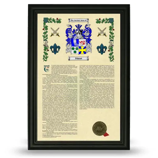 Primot Armorial History Framed - Black