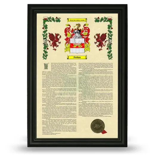 Probyn Armorial History Framed - Black