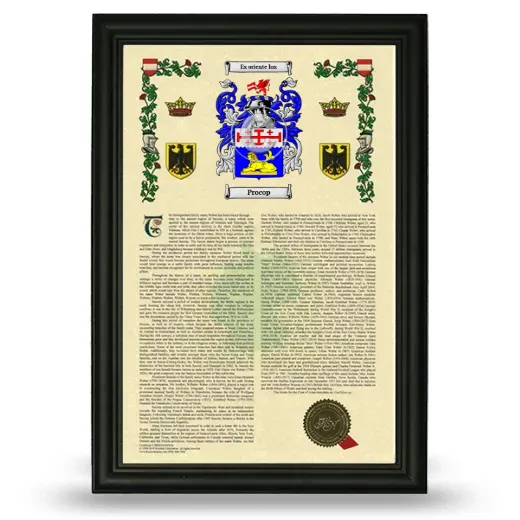 Procop Armorial History Framed - Black