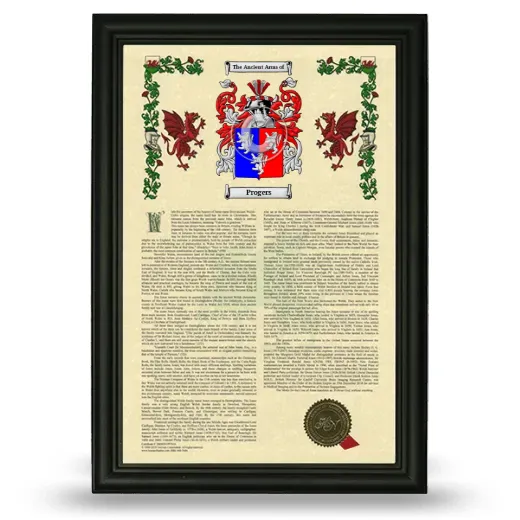 Progers Armorial History Framed - Black
