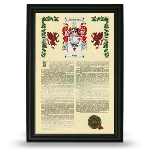Pugh Armorial History Framed - Black