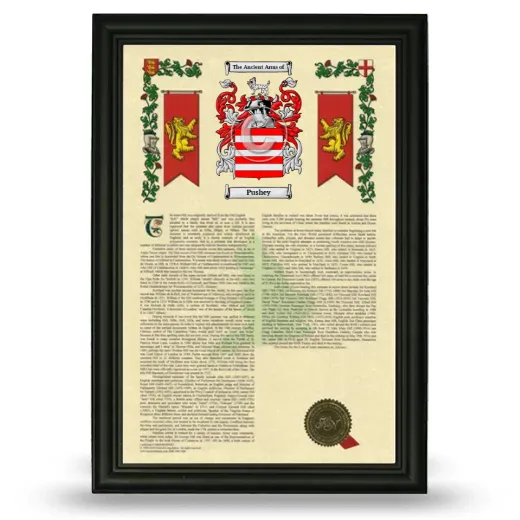 Pushey Armorial History Framed - Black