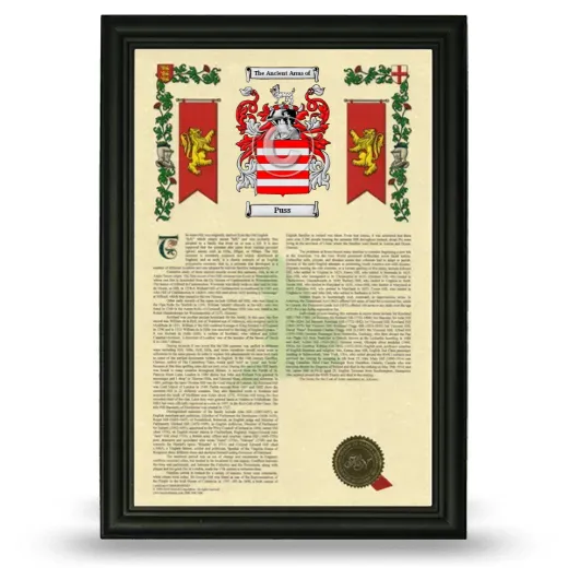 Puss Armorial History Framed - Black