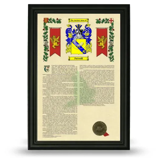 Putterill Armorial History Framed - Black