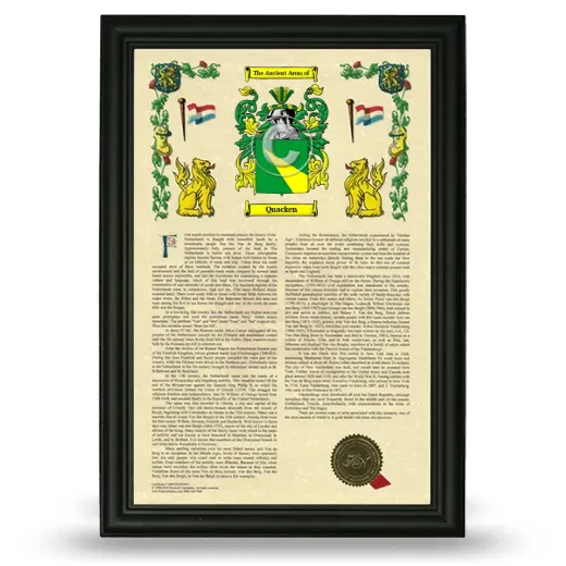 Quacken Armorial History Framed - Black