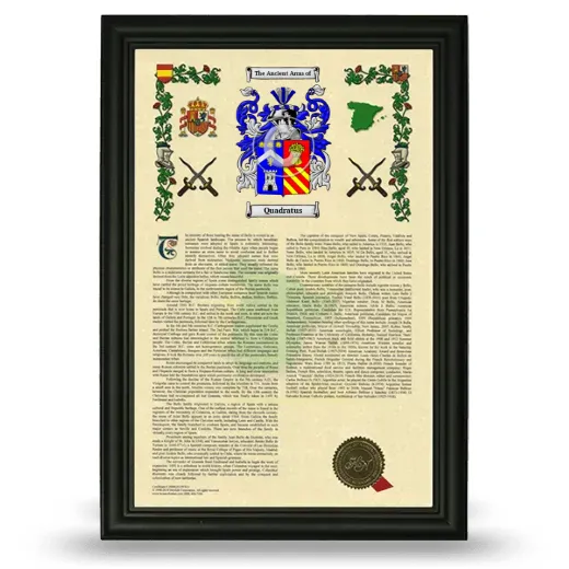 Quadratus Armorial History Framed - Black