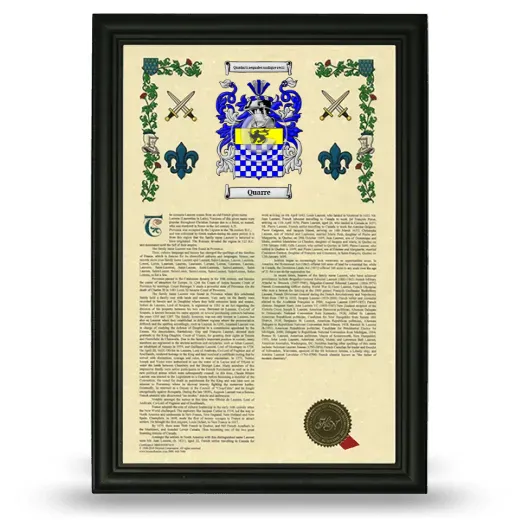 Quarre Armorial History Framed - Black