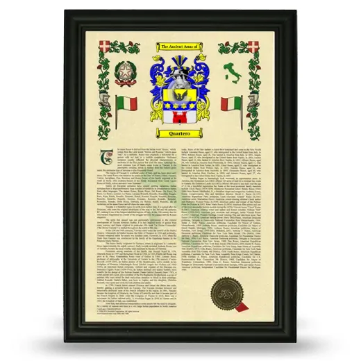 Quartero Armorial History Framed - Black