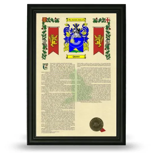 Querey Armorial History Framed - Black