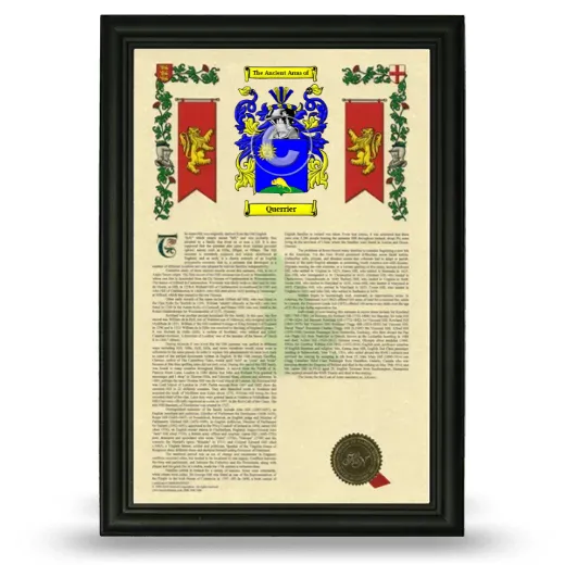 Querrier Armorial History Framed - Black