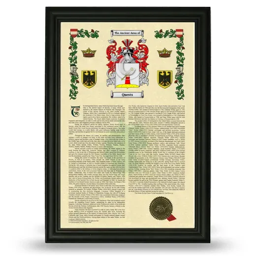 Quests Armorial History Framed - Black