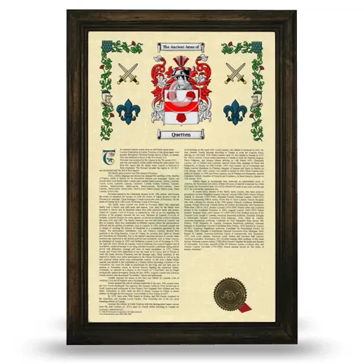 Quetten Armorial History Framed - Brown