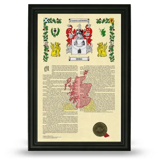 Quian Armorial History Framed - Black