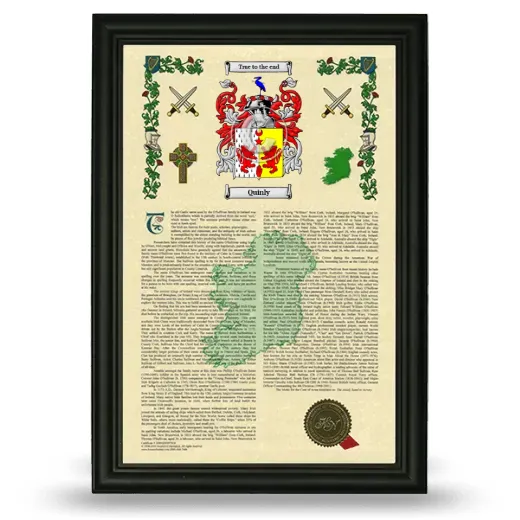 Quinly Armorial History Framed - Black