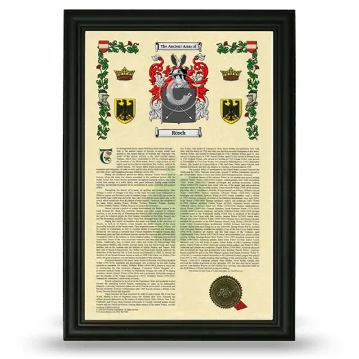 Rösch Armorial History Framed - Black