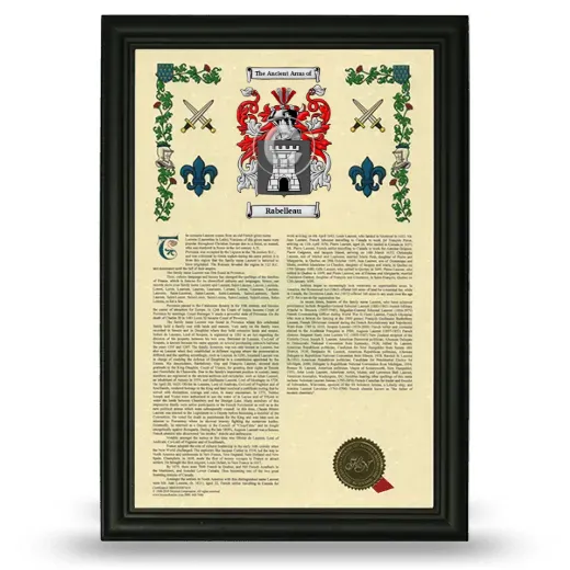 Rabelleau Armorial History Framed - Black
