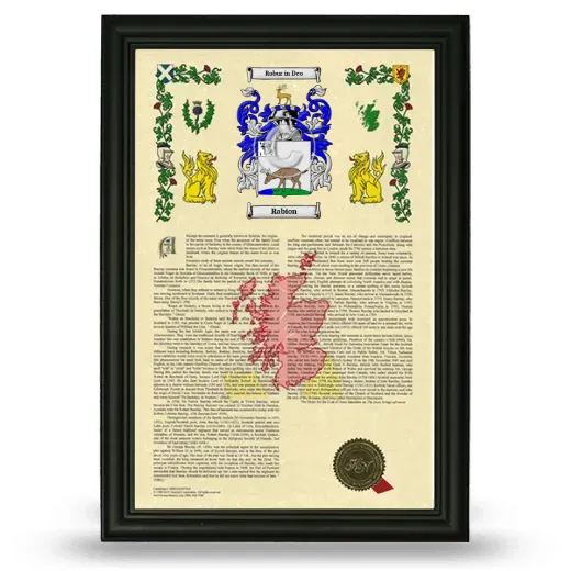 Rabion Armorial History Framed - Black