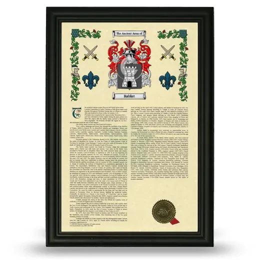 Rablat Armorial History Framed - Black