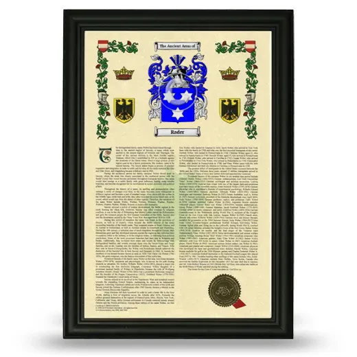 Rader Armorial History Framed - Black