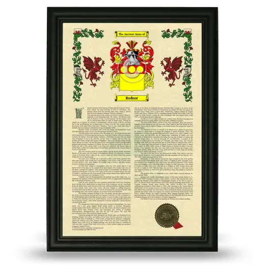 Radnor Armorial History Framed - Black