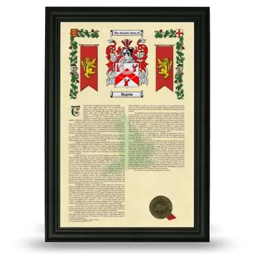 Ragain Armorial History Framed - Black