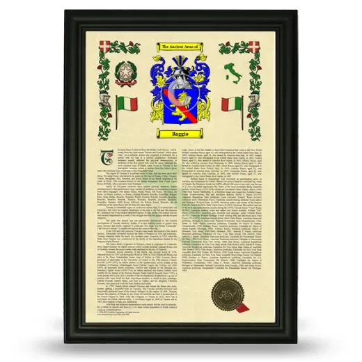 Raggio Armorial History Framed - Black