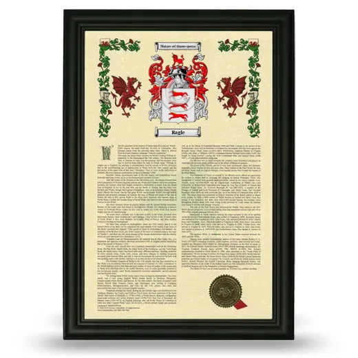 Ragle Armorial History Framed - Black