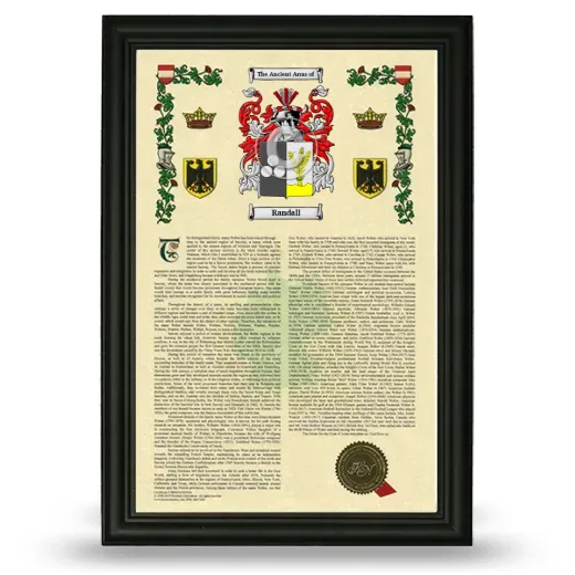 Randall Armorial History Framed - Black