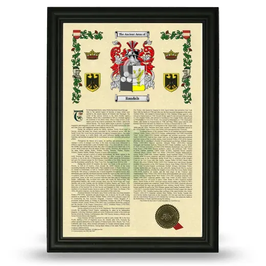 Randals Armorial History Framed - Black
