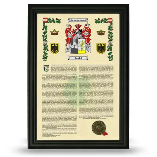 Randel Armorial History Framed - Black