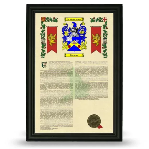 Ransom Armorial History Framed - Black