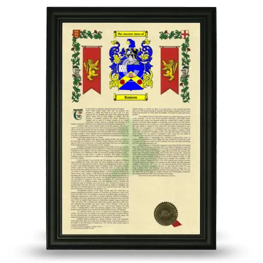 Ranson Armorial History Framed - Black