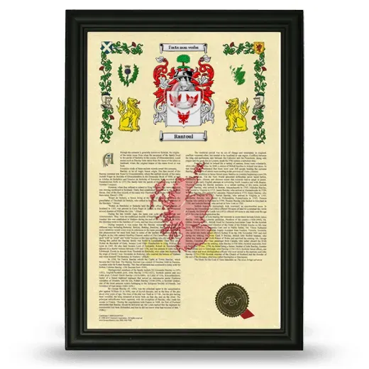 Rantoul Armorial History Framed - Black
