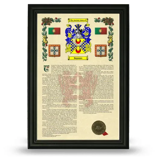 Raposas Armorial History Framed - Black