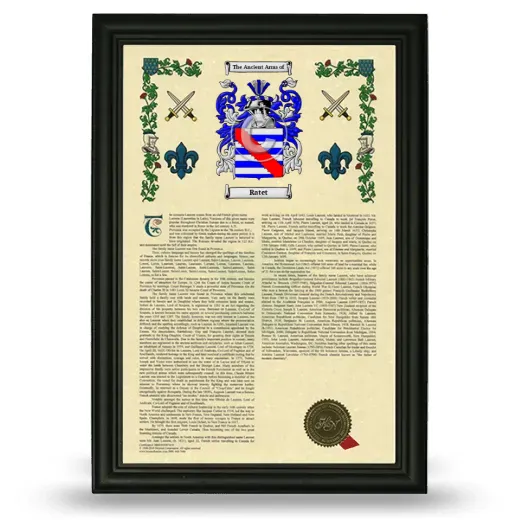 Ratet Armorial History Framed - Black