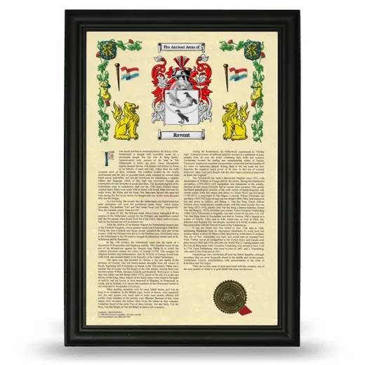 Ravant Armorial History Framed - Black