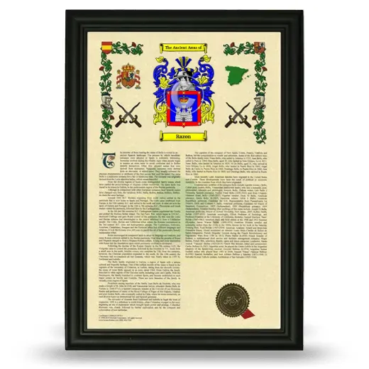 Razon Armorial History Framed - Black