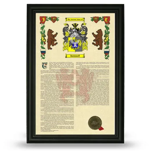 Razumoff Armorial History Framed - Black